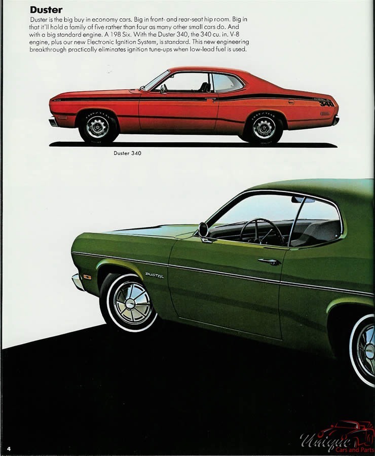 1972 Plymouth Duster, Valiant and Barracuda Brochure Page 9